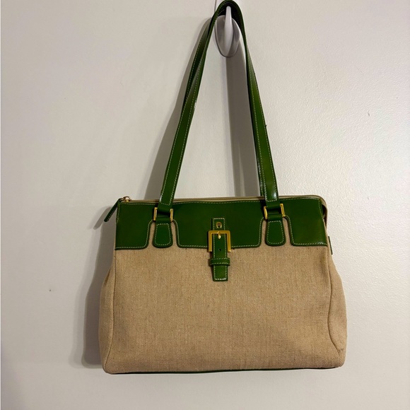 Vintage Etienne Aigner Green and Tan Women's  Shoulder Purse - Picture 1 of 7
